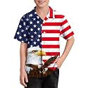 BesserBay Unisex Kids 4th of July Shirt Girls Boys Patriotic Button Down Shirt American Flag Top 4-14 Years