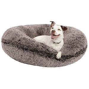 bessie and barnie signature frosted willow luxury shag extra plush faux fur bagel petdog bed multiple sizes