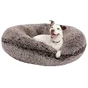 BESSIE AND BARNIE Signature Frosted Willow Luxury Shag Extra Plush Faux Fur Bagel Pet/Dog Bed (Multiple Sizes)