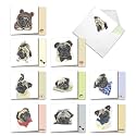 Best Card Co 10 Blank Boxed Cards Snuggle Pugs AMQ5648OCB-B1x10