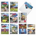 Best Card Co 10 Mini Assorted Notecards Raining Dogs AM6823OCB-B1x10