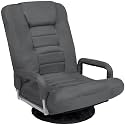 Best Choice Products Swivel Gaming Chair 360 Degree Multipurpose Floor Chair Rocker for TV, Reading, Playing Video Games w/Lumbar Support, Armrest Handles, Adjustable Foldable Backrest - Dark Gray