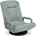 Best Choice Products Swivel Gaming Chair 360 Degree Multipurpose Floor Chair Rocker for TV, Reading, Playing Video Games w/Lumbar Support, Armrest Handles, Adjustable Foldable Backrest - Sage Green