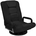 Best Choice Products Swivel Gaming Chair 360 Degree Multipurpose Floor Chair Rocker for TV, Reading, Playing Video Games w/Lumbar Support, Armrest Handles, Adjustable Foldable Backrest - Black/Black