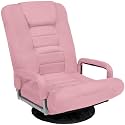 Best Choice Products Swivel Gaming Chair 360 Degree Multipurpose Floor Chair Rocker for TV, Reading, Playing Video Games w/Lumbar Support, Armrest Handles, Adjustable Foldable Backrest - Pink