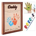 Best Dad Ever Hands Down Sign Handprint Frame with Paint DIY Gift for Father's Day Personalized Engraved Family Names Gifts From Daughter, Son, Kids Keepsake Birthday Gift for Dad, Stepdad, Grandpa