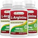 Best Naturals 3 Pack L-Arginine 1000 mg 120 Tablets - Pharmaceutical Grade L Arginine Supplement Promotes Nitric Oxide Synthesis (Total 360 Tablets)