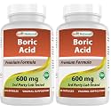 Best Naturals Boric Acid Vaginal Suppositories - Made in USA - USP Medical Grade Fine Powder, Easy Dissolve, Third Party Tested - 60 Count (Pack of 2)