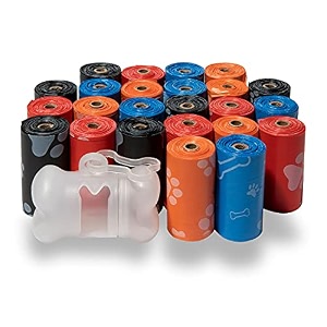 best pet supplies dog poop bags rip-resistant and doggie waste bag refills with d2w controlled-life plastic technology - pack of 360 mixed colors scented