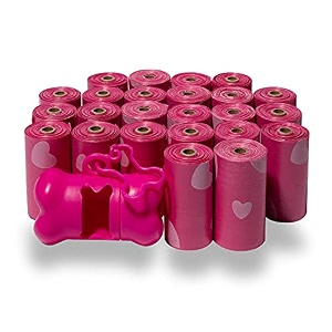best pet supplies dog poop bags for waste refuse cleanup doggy roll replacements for outdoor puppy walking and travel leak proof and tear resistant thick plastic - pink heart 360 bags