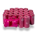 Best Pet Supplies Dog Poop Bags for Waste Refuse Cleanup, Doggy Roll Replacements for Outdoor Puppy Walking and Travel, Leak Proof and Tear Resistant, Thick Plastic - Pink Heart, 360 Bags