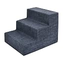 Best Pet Supplies Dog Stairs & Steps - Foam Steps for Small Dogs & Cats, Non-Slip Indoor Balanced Pet Step Support, Dog Ramp, No Assembly, Dark Gray Linen, 3-Step (13.5-inch Height)