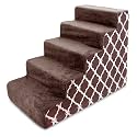Best Pet Supplies Dog Stairs &amp; Steps - Foam Steps for Small Dogs &amp; Cats, Non-Slip Indoor Balanced Pet Step Support, Dog Ramp, No Assembly, Brown Lattice Print, 5-Step (22.5-inch Height)