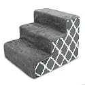 Best Pet Supplies Dog Stairs &amp; Steps - Foam Steps for Small Dogs &amp; Cats, Non-Slip Indoor Balanced Pet Step Support, Dog Ramp, No Assembly, Gray Lattice Print, 3-Step (13.5-inch Height)