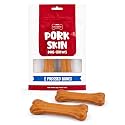 Best Pet Supplies GigaBite Pork Skin Dog Chews - 6" Bone Shape, 2 Count