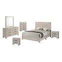 Best Quality Furniture 6 Piece Bedroom Set in Rustic Gray Oak Wood in King