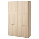 ProTuning BESTÅ Storage combination with doors, white stained oak effect/Lappviken white stained oak effect, 120x42x193 cm