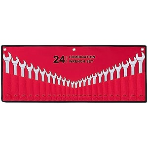 efficere 24-piece all-purpose master combination wrench set with roll-up pouch sae 14 to 1 metric 8mm to 24mm perfect for general household garage auto repairs car truck boat and travel emergency