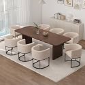 BESTANO Linen Fabric Dining Chairs Set of 8 Modern Barrel Arm Chairs with Black Frame Upholstered Kitchen Chairs 18.5" Wide Accent Chairs for Living Room Dining Room Restaurant, Cream