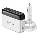 BESTEK Multi Ports USB Car Charger, Fast Charge 125W 14A Quick Charge 3.0 & USB-C PD Car Charger Adapter with Smart Identification for Cell Phones, Tablets and Other USB Devices