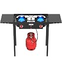 Bestfire 2 Burner Propane Camping Stove with 2 Side Shelves,Safer &amp; Convenient Auto Ignition,150,000 BTU High Pressure,CSA-Certified, 30s Tool-Free Setup, Portable, Estufa De Gas Portatil