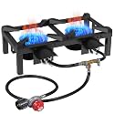 BESTFIRE Double Burner Propane Camping Stove with Independent Control Valves & 5PSI Hose - Heavy Duty Portable Outdoor Cooker for BBQ, Tailgating, and Camping