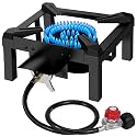 BESTFIRE Propane Burner, 100,000 BTUs High Pressure Single Propane Stove - Upgraded Heat Shield, 4.1ft Adjustable Hose with Regulator, Gas Stove for Outdoor Cooking, Turkey Fry, Seafood Boil