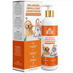 bestie balanced skin amp coat conditioner for dogs amp cats  fragrance free  nourishing moisturizing formula for shiny healthy fur  hydrating pet grooming conditioner for all breeds