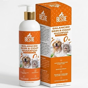 bestie balanced skin amp coat pet shampoo for dogs amp cats  fragrance free  deep cleansing amp hydrating formula  promotes soft shiny amp healthy fur  suitable for all breeds