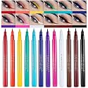 BestLand 12 Colors Matte Liquid Eyeliner Set Rainbow Colorful Neon Eyeliner Pencil Pigmented Waterproof Smudgeproof Long Lasting Gel Eye Liner Christmas Makeup Gift Kit for Women (Set E)