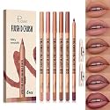 BestLand 6Pcs Berry Spice Glam Lip Liner Set, Long-Lasting Creamy Lip Combo Sets in Berry, Plum, Terracotta &amp; Rose Shades, Smudge-Proof Formula for Full Bold Lips &amp; Defined Contour Ombre Looks