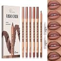 BestLand 6Pcs Warm Mocha Neutrals Lip Liner Set, Creamy Brown Nude Lip Combo Sets for Caramel, Coffee &amp; Cocoa Tones, Long-Wear Smudge-Proof Formula for Full, Defined, Natural Contour Ombre Lips
