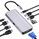 Bestor 10 in 1 USB C Hub| Laptop, Multiports USB 3.0 Upto 5Gbps, Certified HDMI 4K 60Hz VGA 1920 X 1080P 60 Hz, RJ45 10/100/1000Mbps with USB C (PD Upto 87W Power Charger, Card Reader Upto104Mb/s