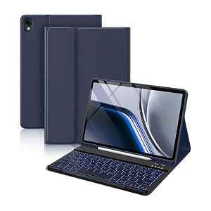 bestor bluetooth keyboard with pencil holder for 10th gen built-in 7-colors backlit bluetooth wireless laptop-size tablet keyboard compatible with ipad laptop tablet blue