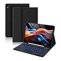 BESTOR Bluetooth Keyboard with Pencil Holder for 10th Gen Built-in 7-Colors Backlit Bluetooth, Wireless Laptop-Size Tablet Keyboard Compatible with iPad, Laptop, Tablet (Black)