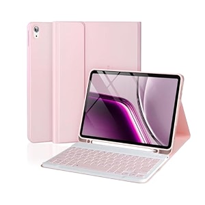 bestor bluetooth keyboard with pencil holder for 10th gen built-in 7-colors backlit bluetooth wireless laptop-size tablet keyboard compatible with ipad laptop tablet black