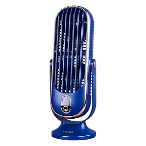 bestor portable usb rechargeable desk fan 5-speed mini cooling fan silent brushless motor led display adjustable tilt amp speed compact amp powerful usb fan blue