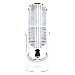 bestor portable usb rechargeable desk fan 5-speed mini cooling fan silent brushless motor led display adjustable tilt amp speed compact amp powerful usb fan white