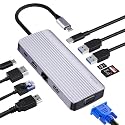 Bestor 10 in 1 USB C Hub| Laptop, Multiports USB 3.0 Upto 5Gbps, Certified HDMI 4K 60Hz VGA 1920 X 1080P 60 Hz, RJ45 10/100/1000Mbps with USB C (PD Upto 87W Power Charger, Card Reader Upto104Mb/s