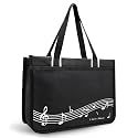 BestSounds Piano Bag, Zipper Waterproof Music Book Tote Bag Piano Accessories for Students Kids, Women, Gifts for Musicians (Black Music)