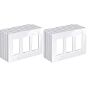 BESTTEN 10 Pack Screwless Decorative Wall Plate, 3-Gang Decorator Outlet Cover, Decor Switch Cover, USWP6 Gloss Snow White, H4.69” x W6.54”, Wallplate for Dimmer, GFCI, USB Receptacle