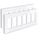 BESTTEN 2 Pack 6-Gang Screwless Decorator Wall Plate, Decorative Outlet Cover, Decor Switch Plate, USWP6 Gloss Snow White, Wallplate for Dimmer, GFCI &amp; USB Receptacle, H4.69” x W12.0”, ETL Listed