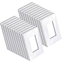 BESTTEN 20 Pack 1 Gang Screwless Decorative Wall Plate, USWP6 Gloss Snow White, H4.69” x W2.91”, Faceplate Cover for Decorator Receptacle Outlet &amp; Switch