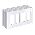 BESTTEN 5 Pack 4-Gang Screwless Decorative Wall Plate, Decorator Outlet Cover, USWP6 Snow White Series, H4.69” x L8.35”, for Light Switch, Dimmer, GFCI, USB Receptacle