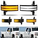 Bestview Sequential Switchback LED Side Mirror Turn Signal Marker Light for Chevy Silverado GMC Sierra 1500 2500 HD 3500 HD 2014-2019 Truck, Smoked Lens Dynamic Amber&White,Pack of 2