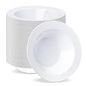 BESTVIP 100 Pack 12 oz White Plastic Bowls, Disposable Soup Bowls