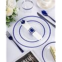 BESTVIP 175 Pcs Clear Blue Plastic Dinnerware Set for 25 Guests