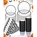 BESTVIP 350 Pcs Clear Black Plastic Dinnerware Set for 50 Guests