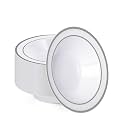 BESTVIP 50 Pack Plastic Bowls with Silver Rim