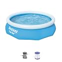 Bestway Fast Set Inflatable Above Ground Pool (10' x 30") | Outdoor Round Family Pool with 330 GPH Filter Pump | Easy Setup & Tritech® Puncture-Resistant Walls | Blue